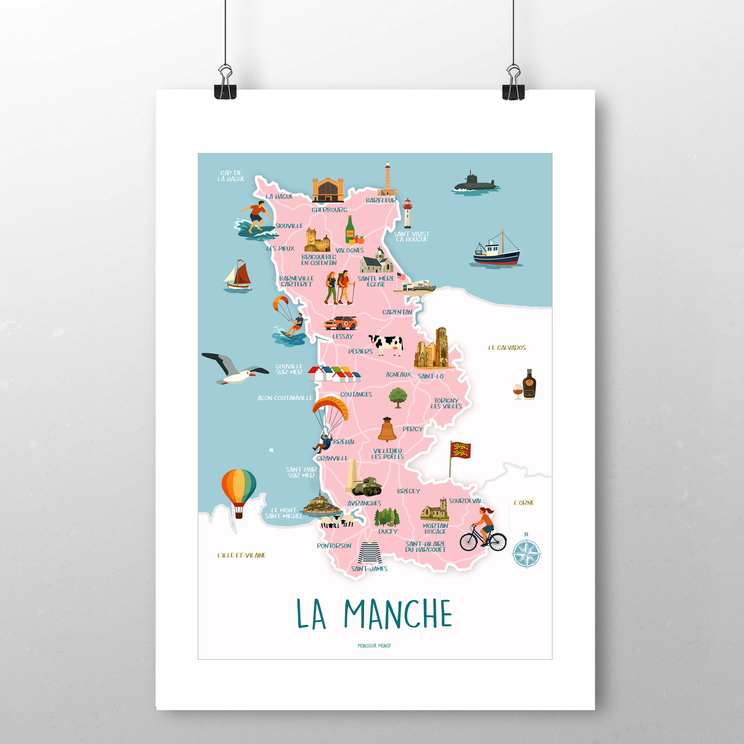 affiche Carte de la Manche 2 NOUVELLE