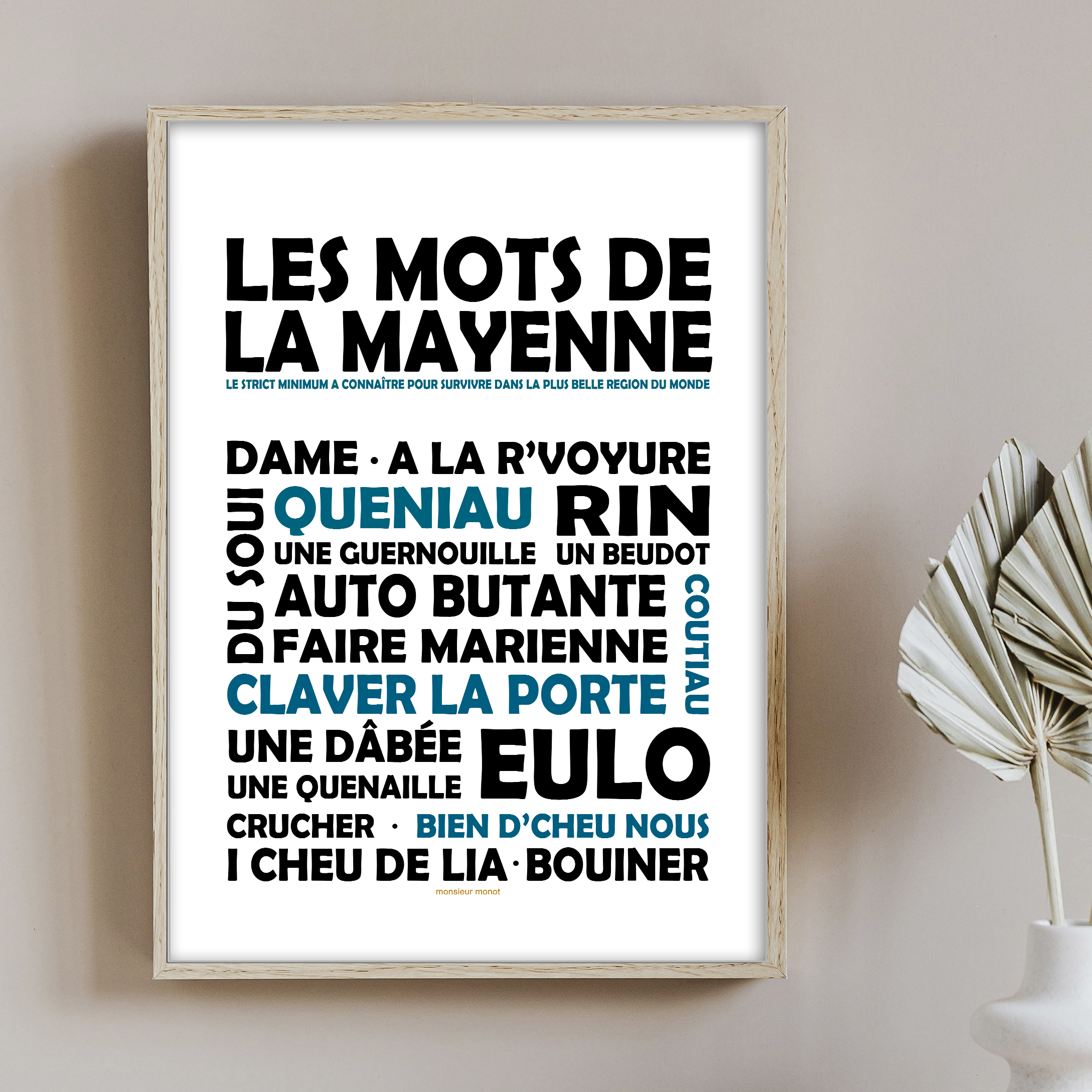 Affiche Les Mots de la Mayenne noir et bleu