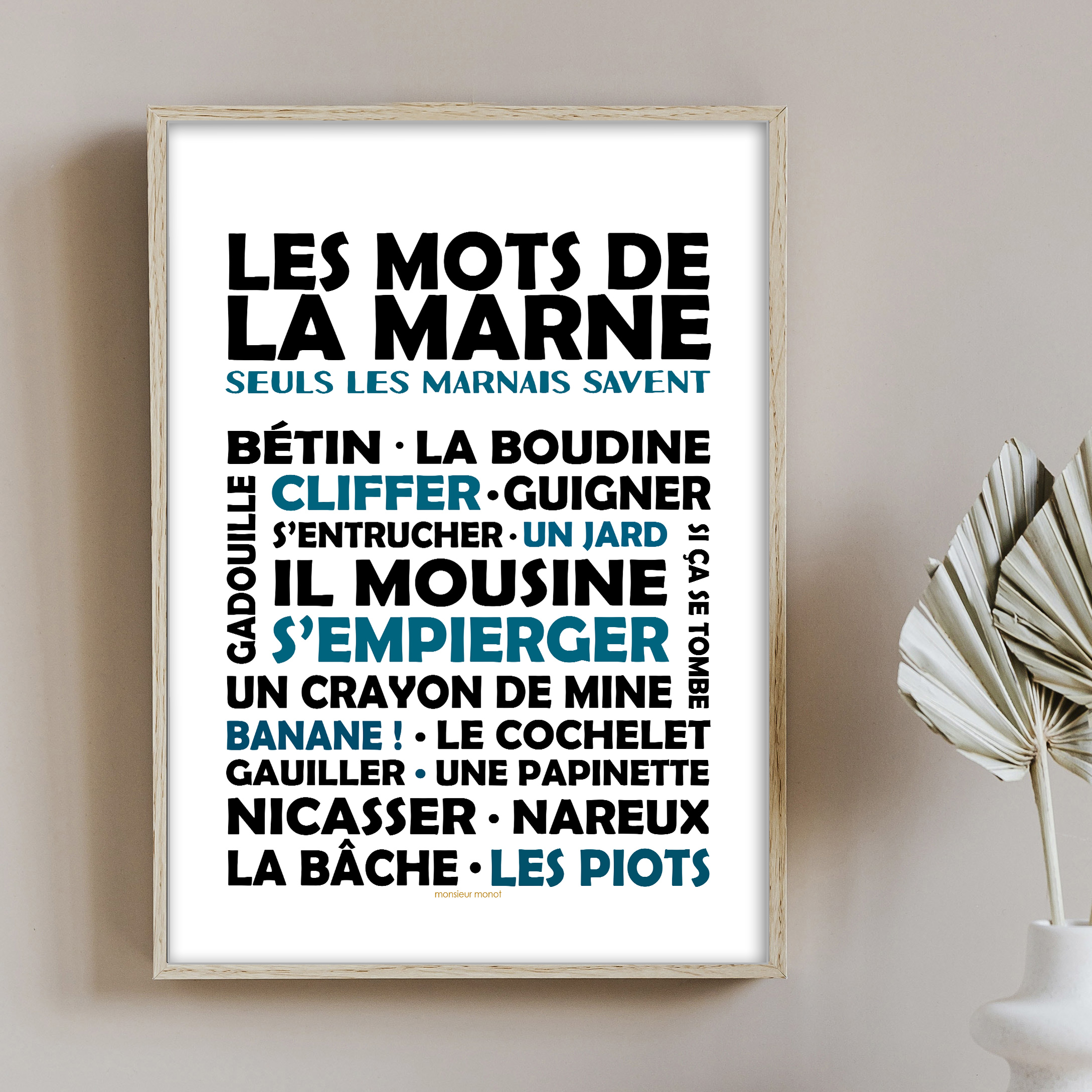 Affiche Les mots de la Marne noir et bleu