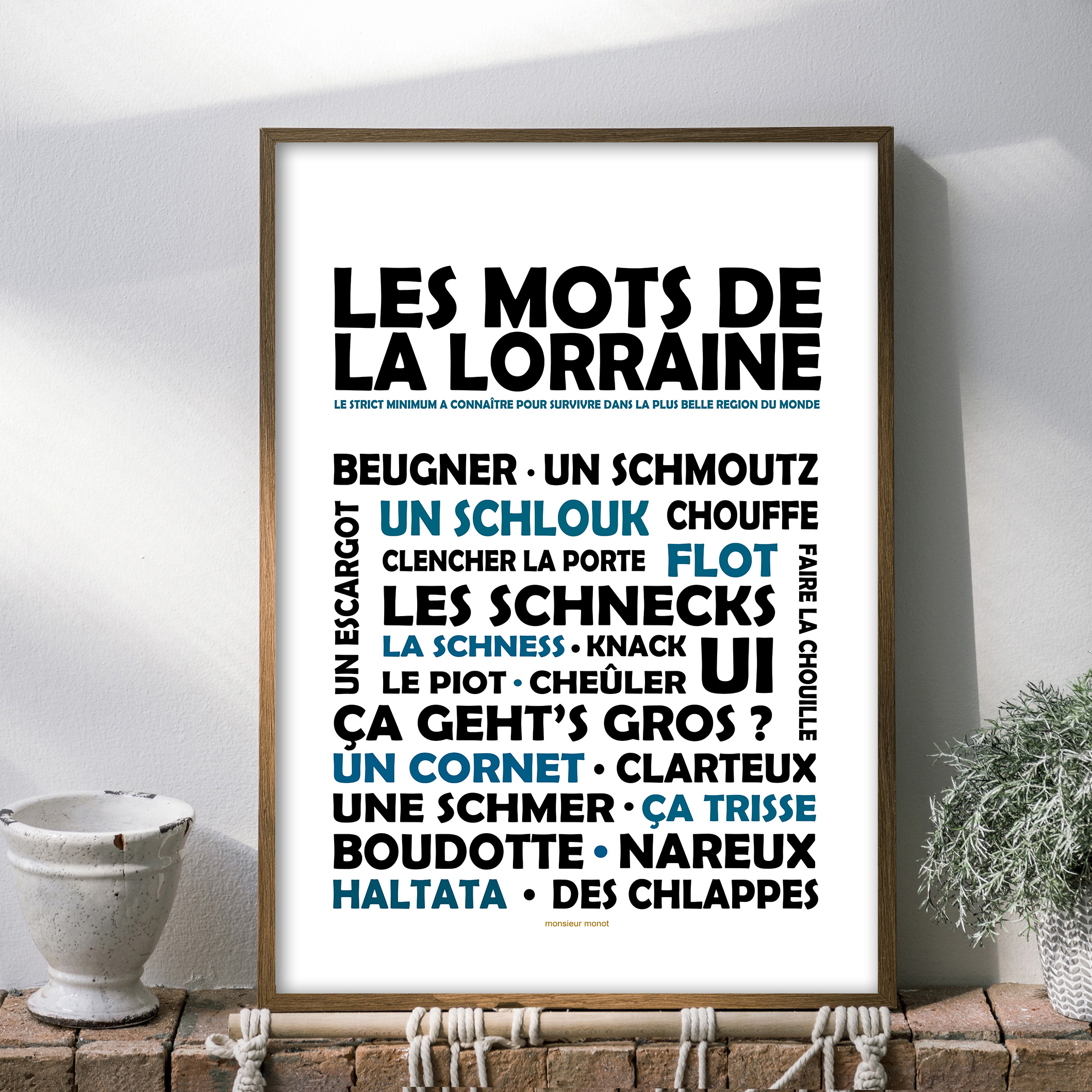Affiche Les mots de la Lorraine noir et bleu