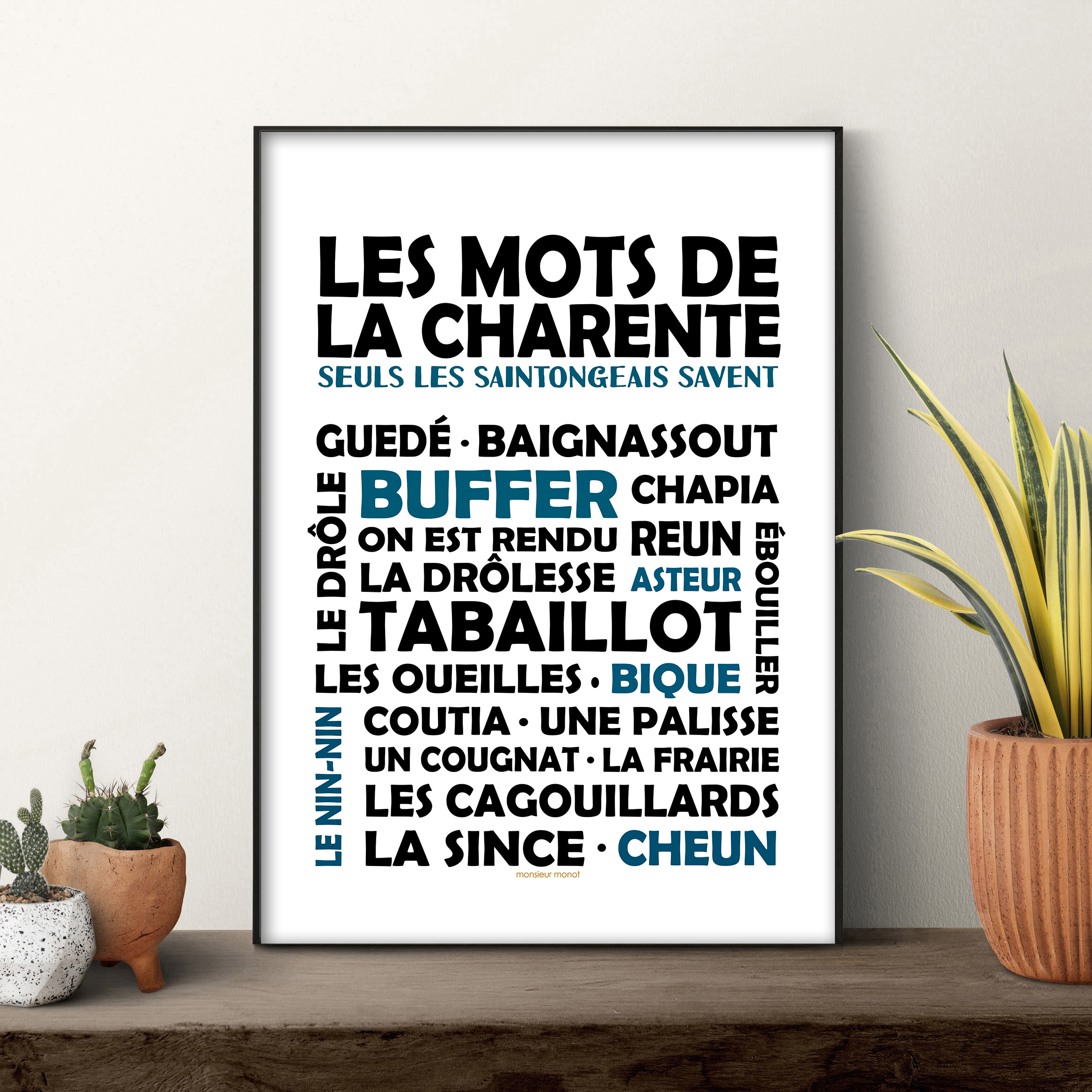 affiche Les mots de la Charente noir et bleu