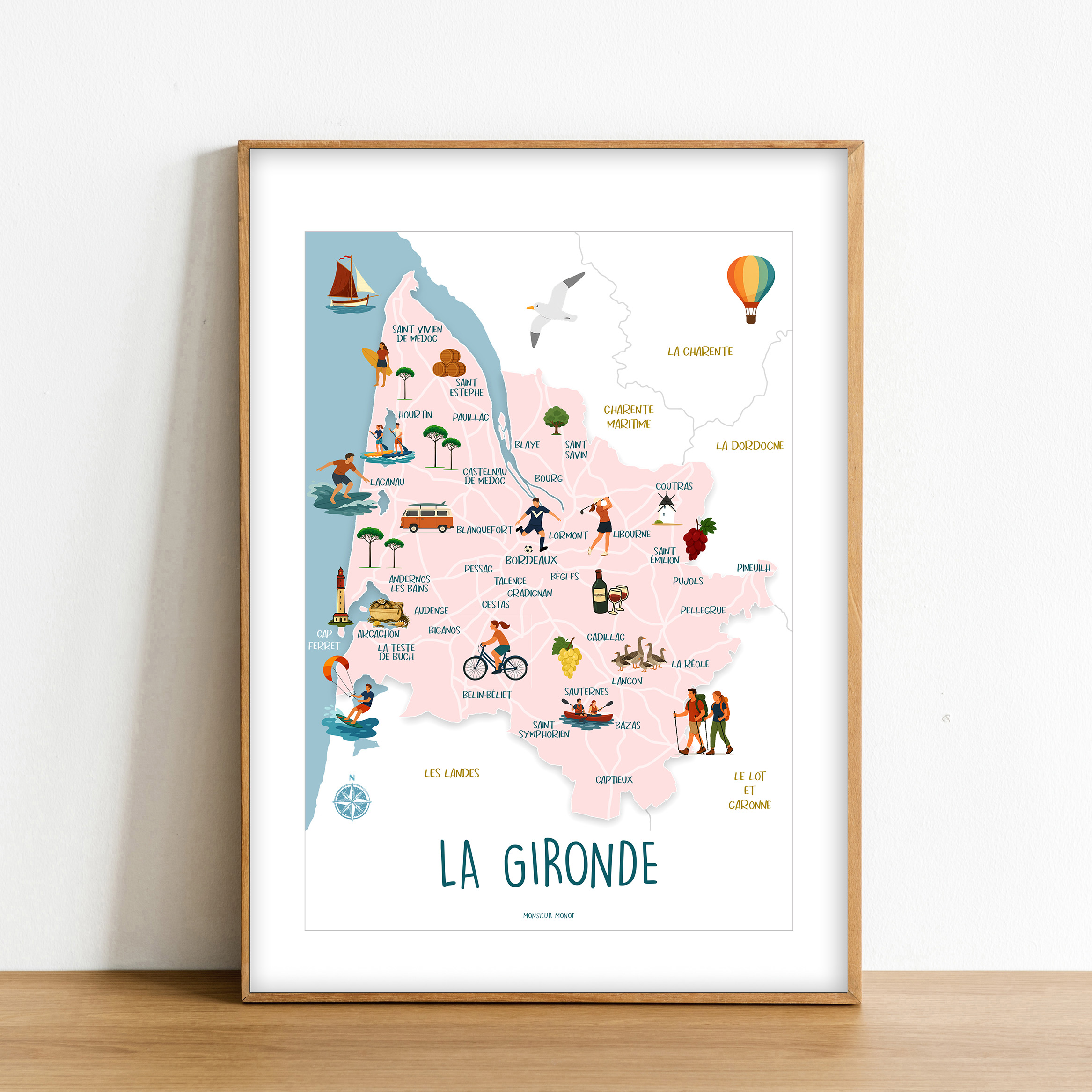 Affiche Carte de la Gironde