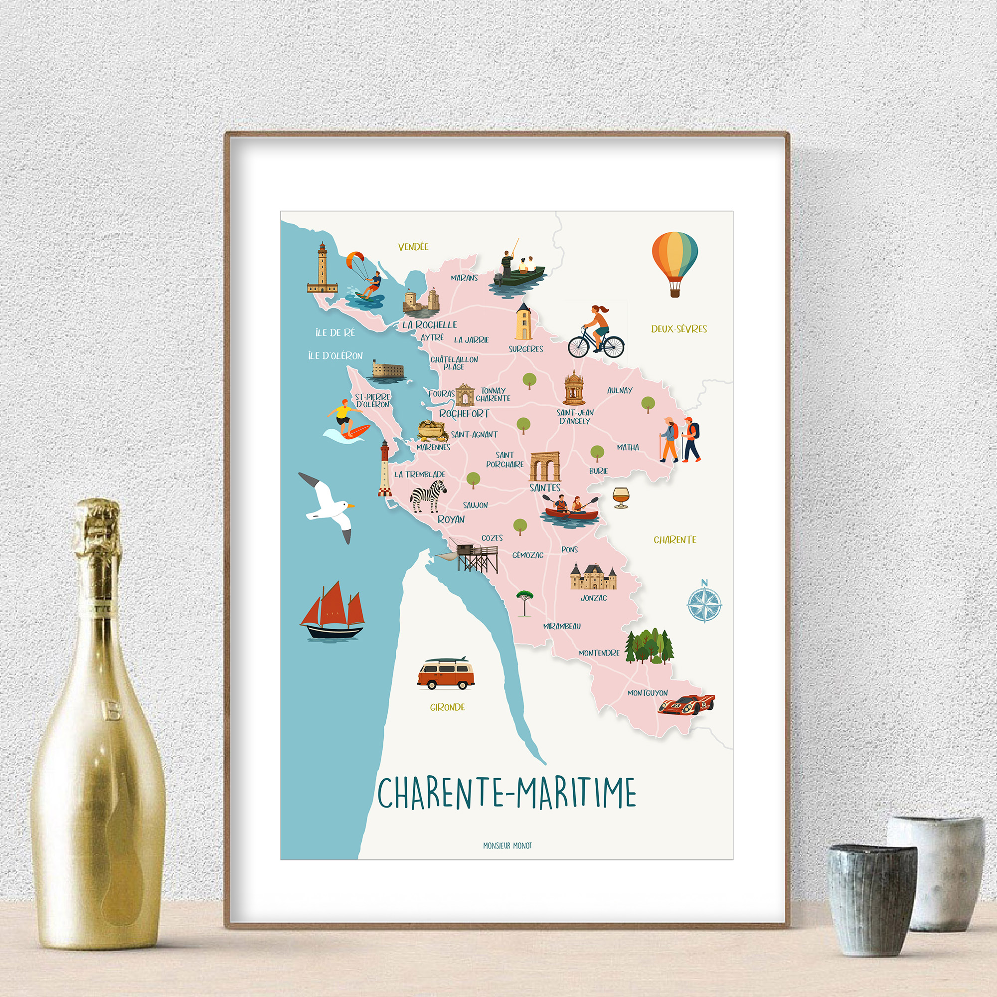 affiche Carte de la charente Maritime