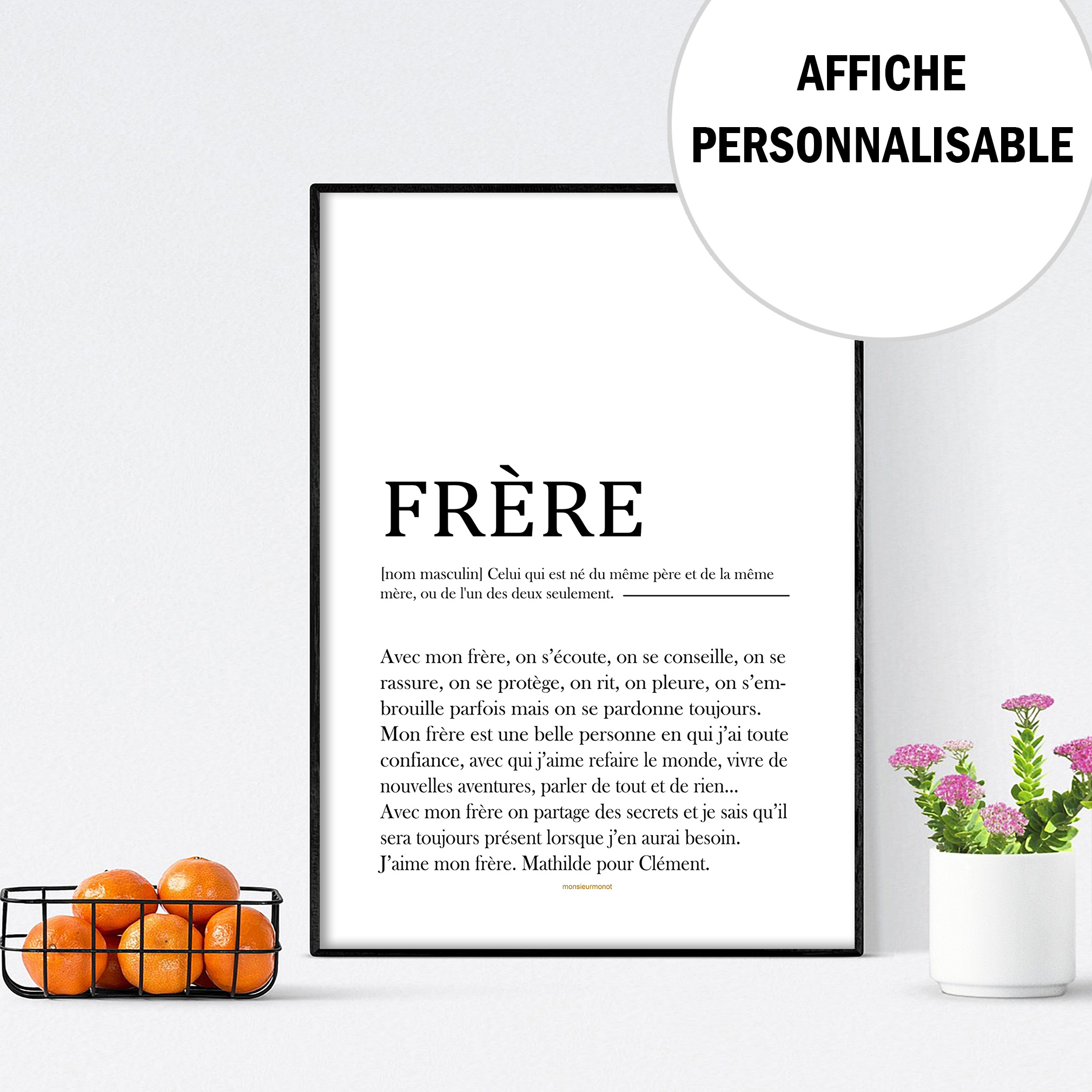 affiche frère personnalisable