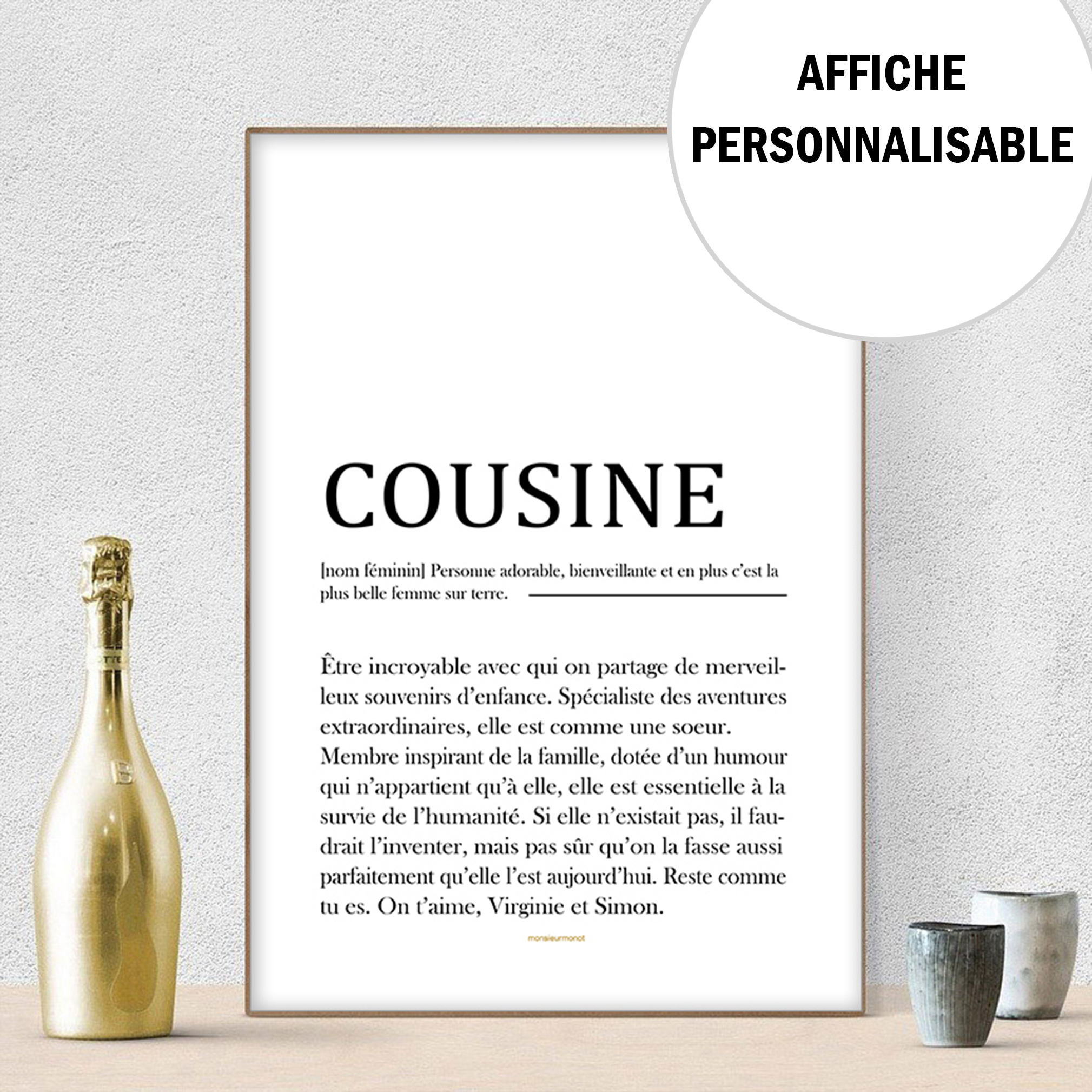 affiche cousine personnalisable