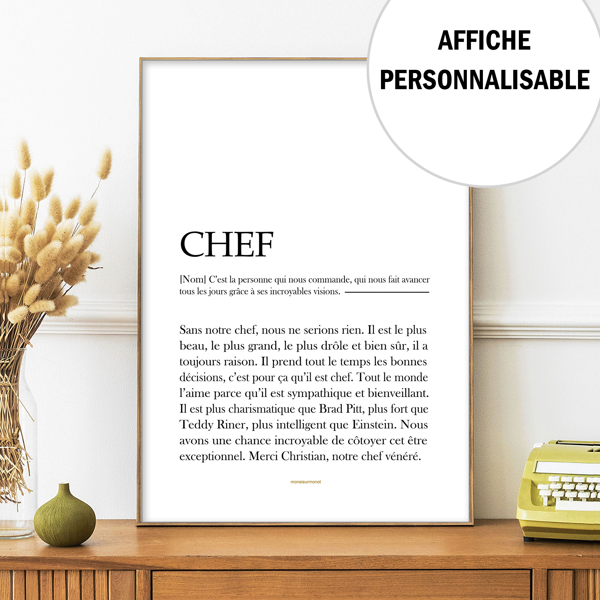 affiche chef personnalisable