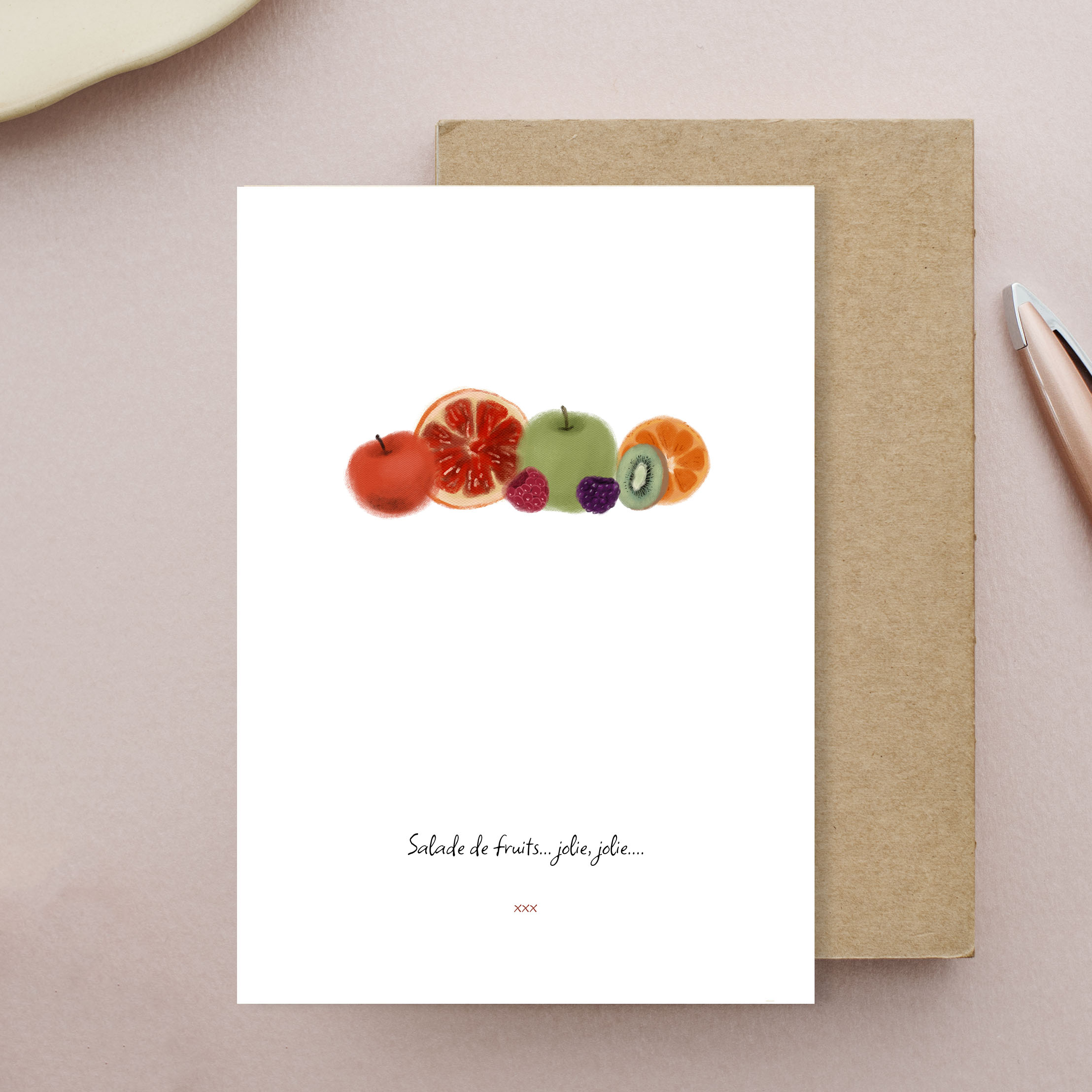 carte salade de fruits, jolie jolie