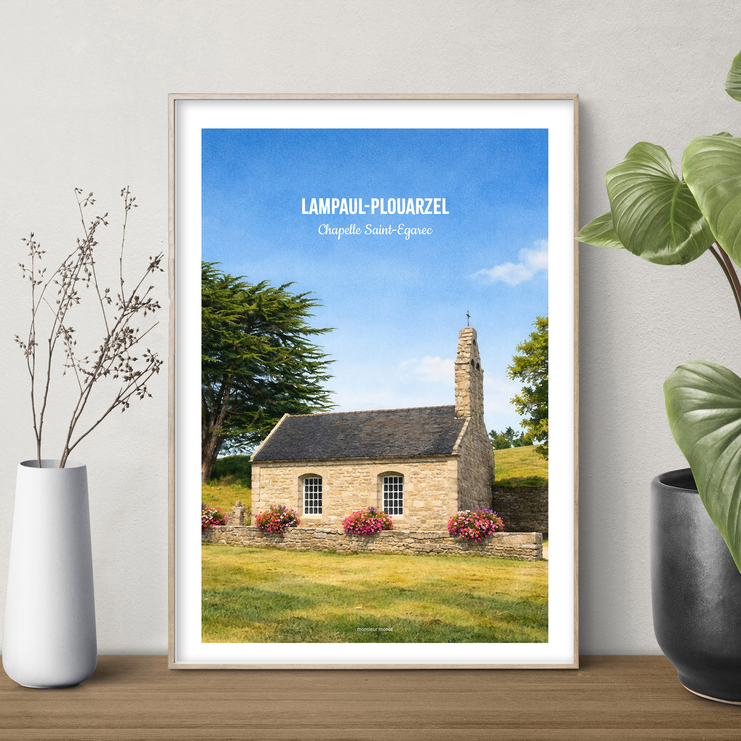 affiche Lampaul-Plouarzel Chapelle Saint-Egarec aquarelle