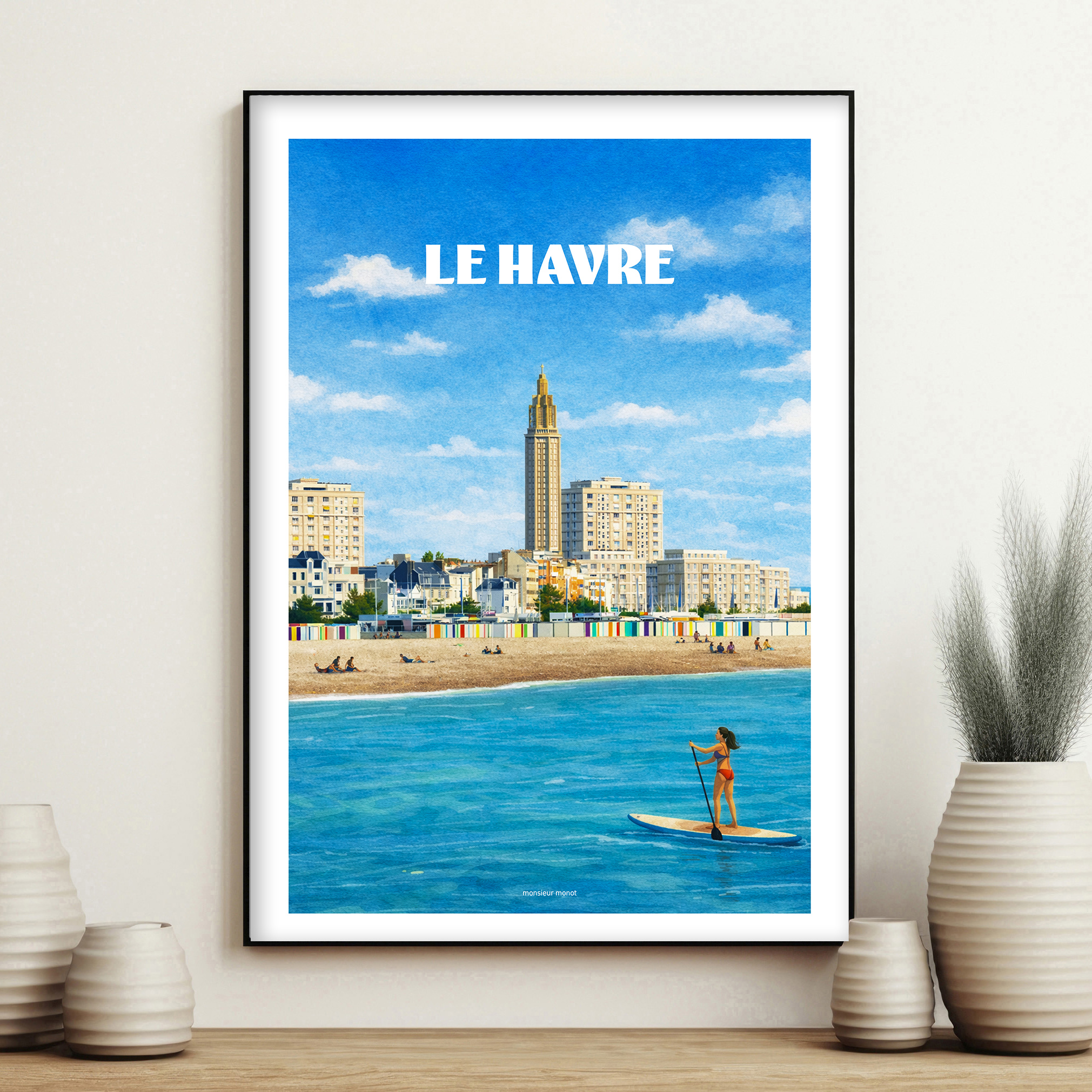 affiche Le Havre Aquarelle La plage