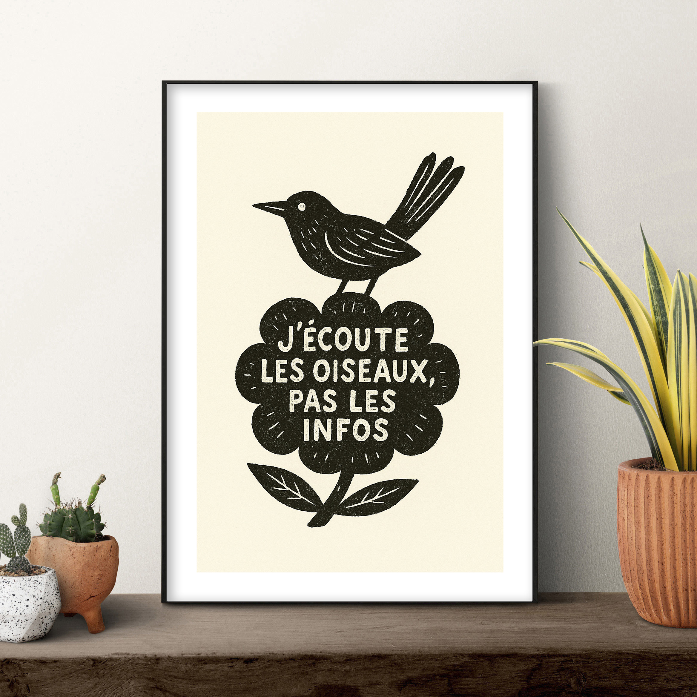affiche jécoute les oiseaux, pas les infos