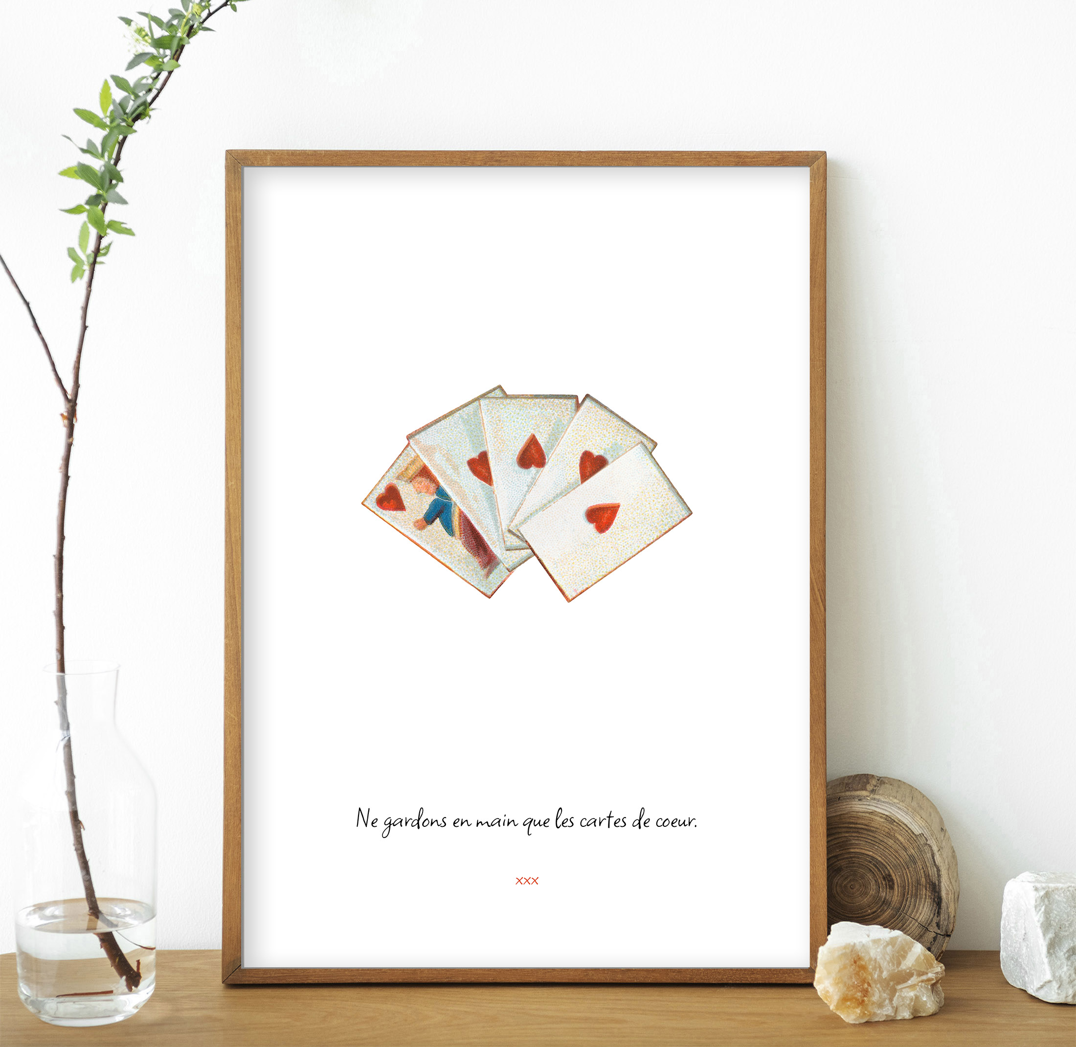 affiche ne gardons en main que les cartes de coeur