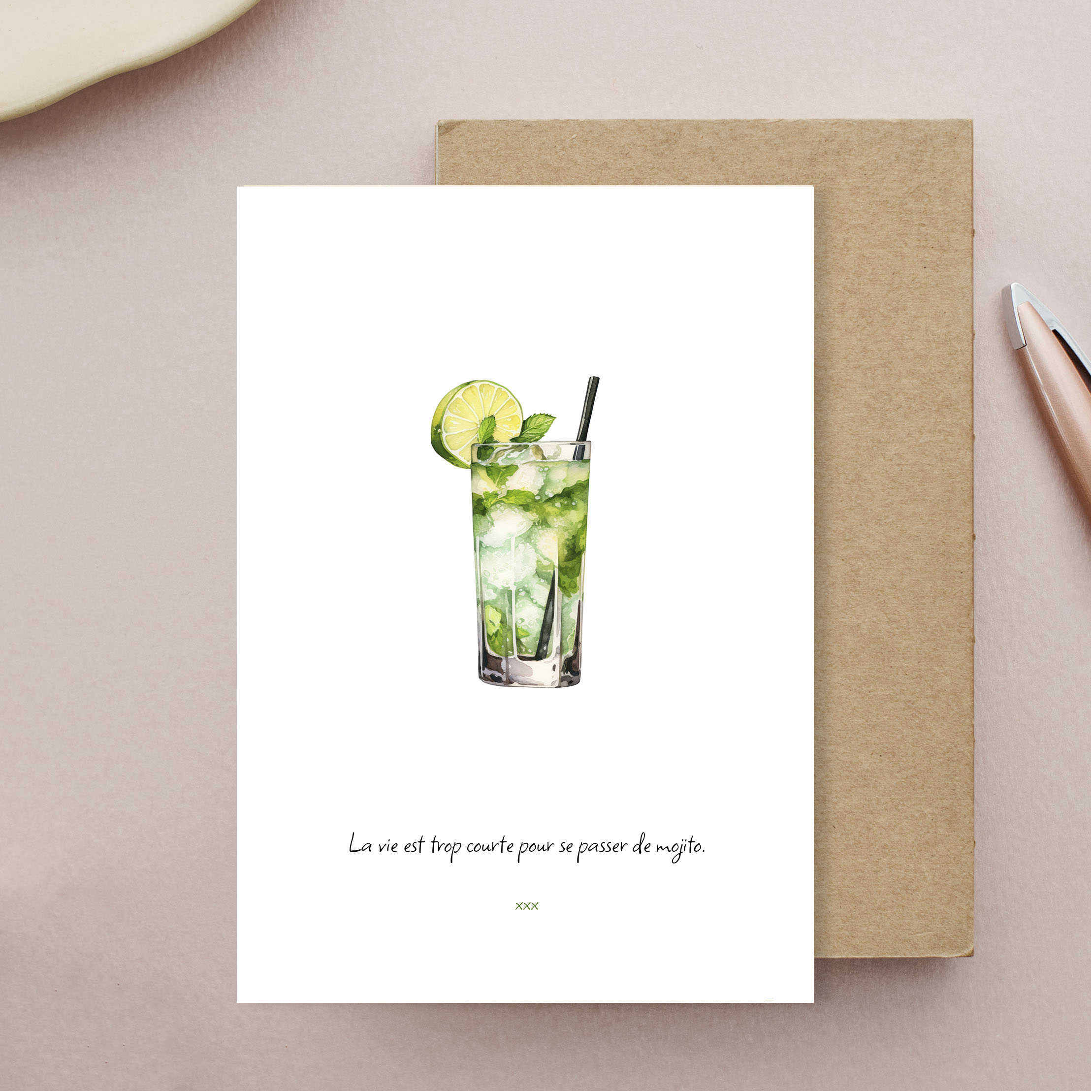 carte La vie est trop courte pour se passer de mojitos