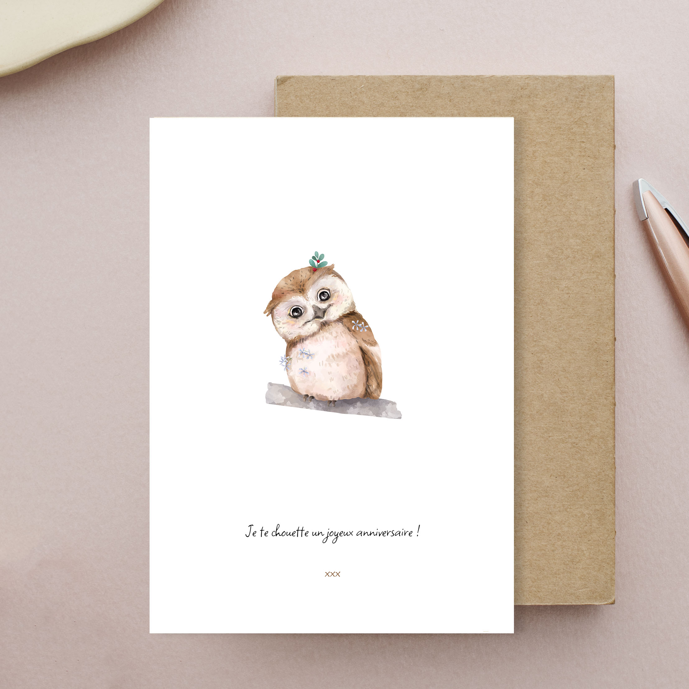 carte Je te chouette un joyeux anniversaire