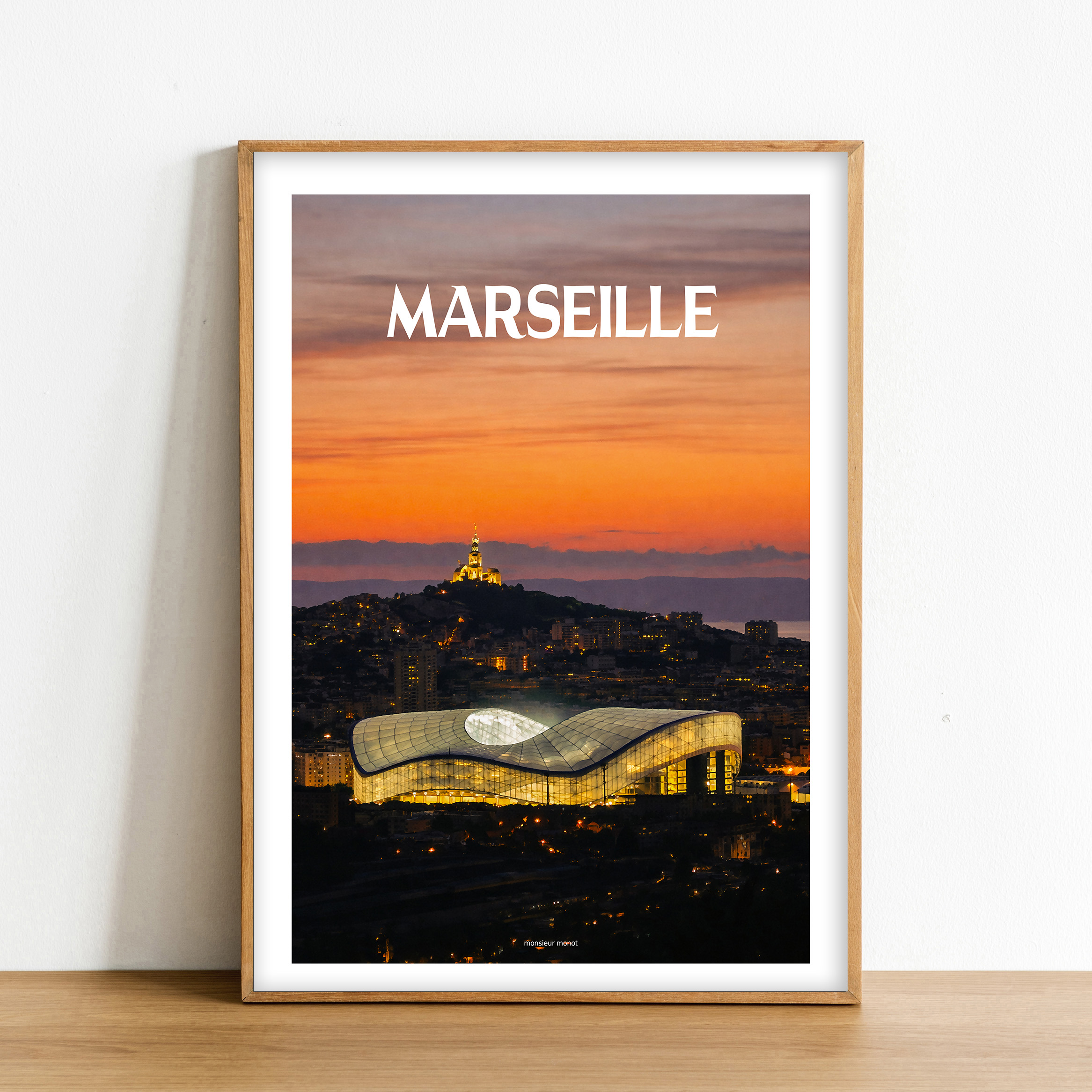Affiche Marseille le stade la nuit