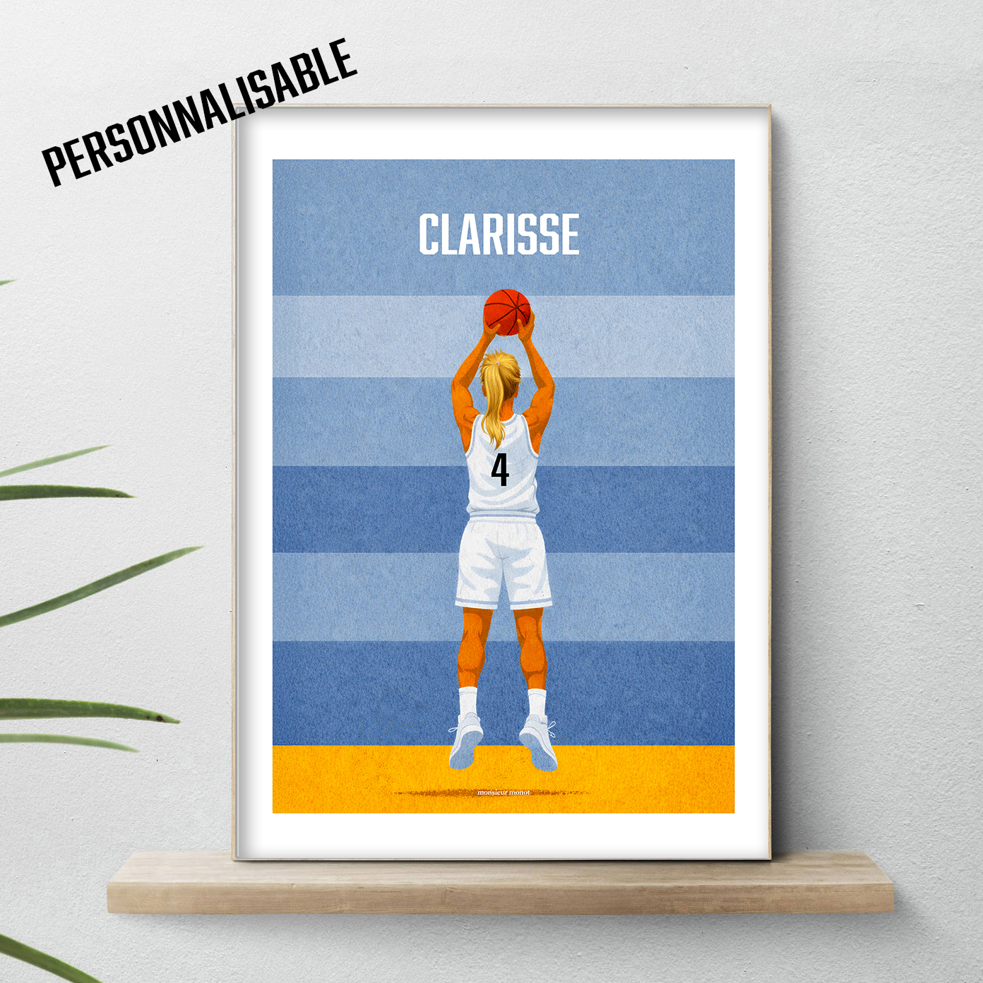 affiche personnalisable Basket femme blanche