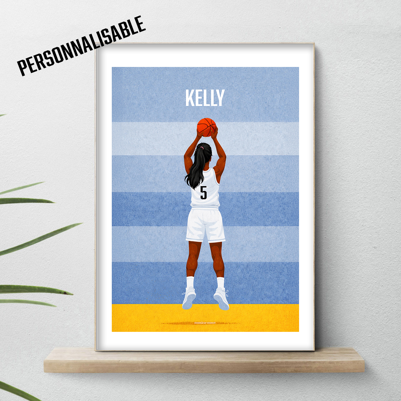 affiche personnalisable femme basket noir
