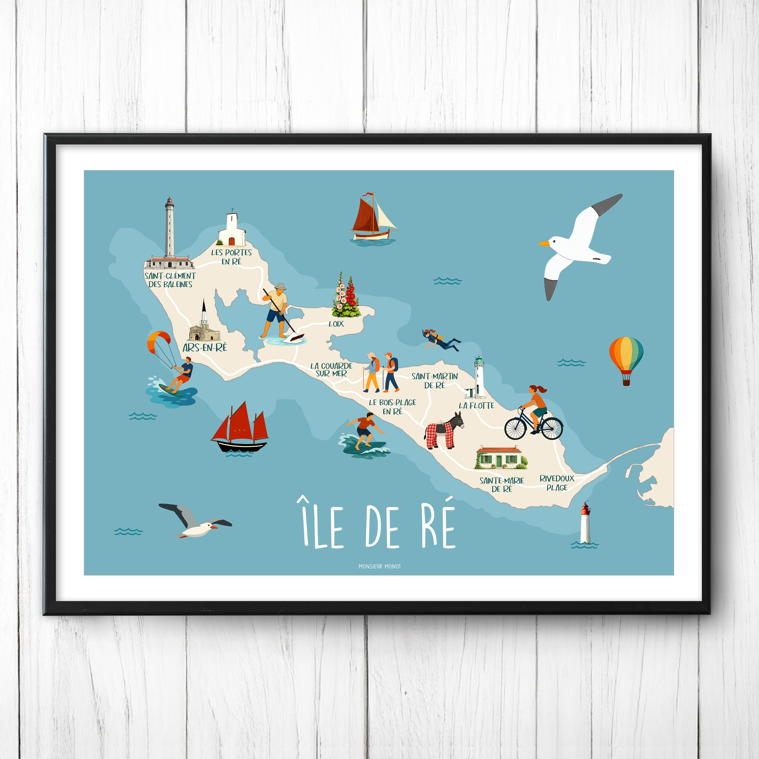 Affiche Ile de Ré Carte Maps NOUVEAU