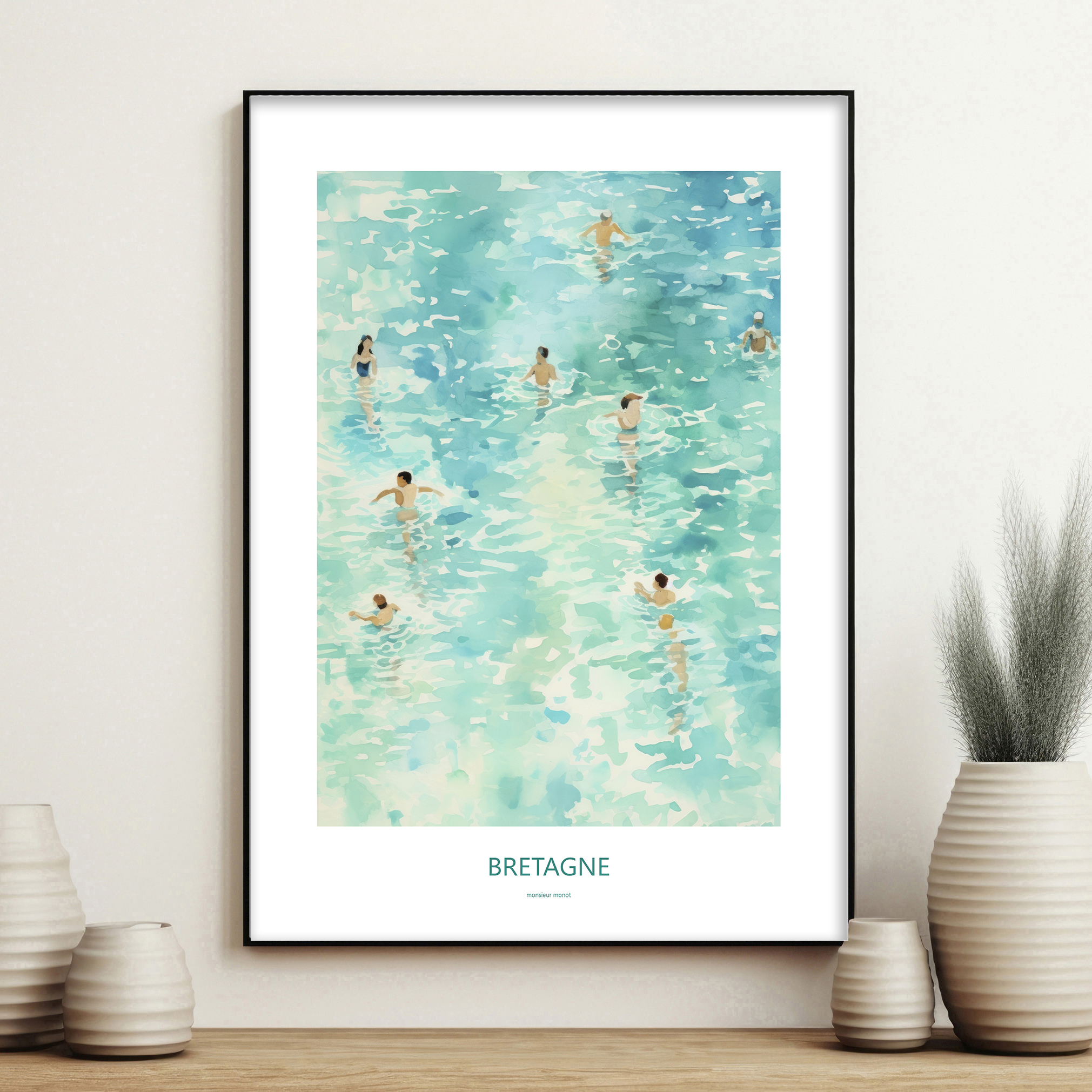affiche Plage vue den haut 1