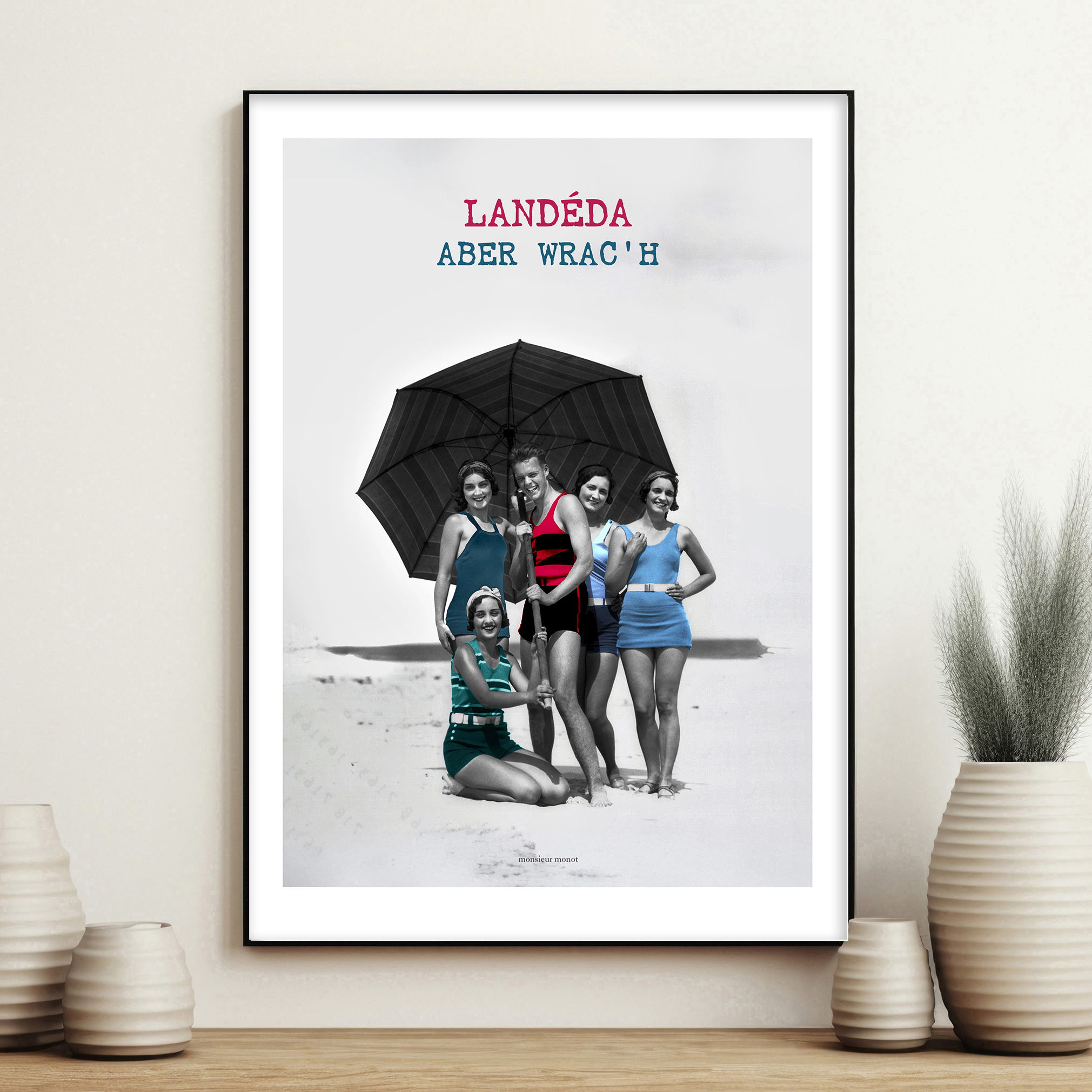 affiche plage colors groupe parasol personnalisable