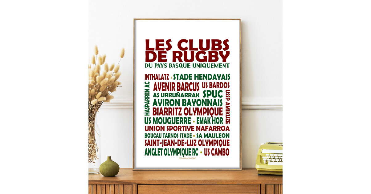 AFFICHE LE RUGBY DU PAYS BASQUE - ROUGE et VERT - TOUTES LES AFFICHES ...