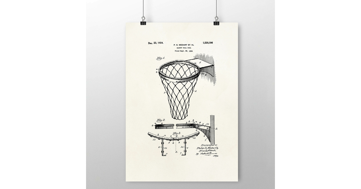 Nacnic Vintage - Lot De 4 Feuilles Les Brevets Baloncesto. Définir Des