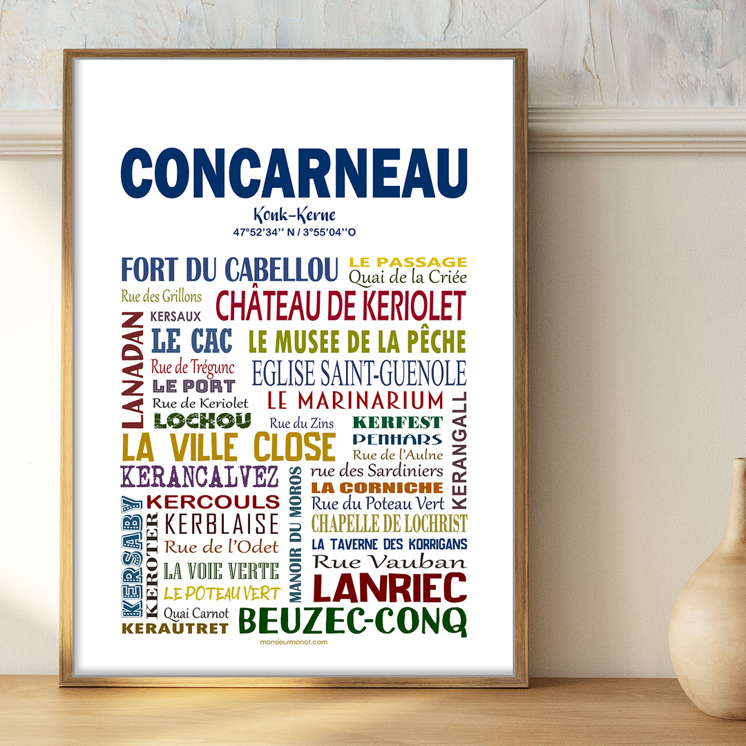 Affiche Vintage Concarneau – Poster A3, Style Art Déco, Signé