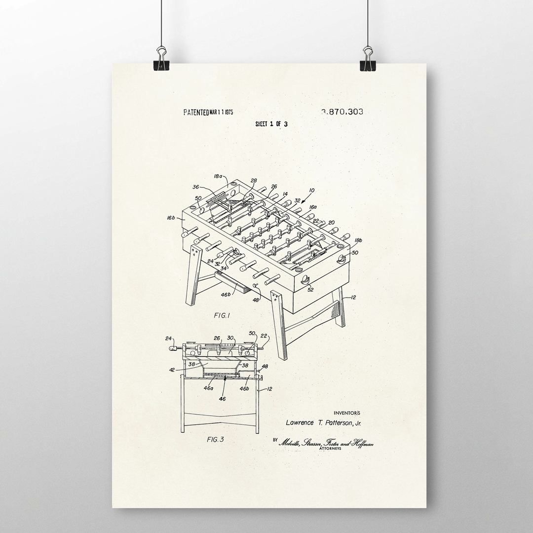 Affiche Brevet Baby Foot Toutes Les Affiches Affiches Inventions Monsieurmonot