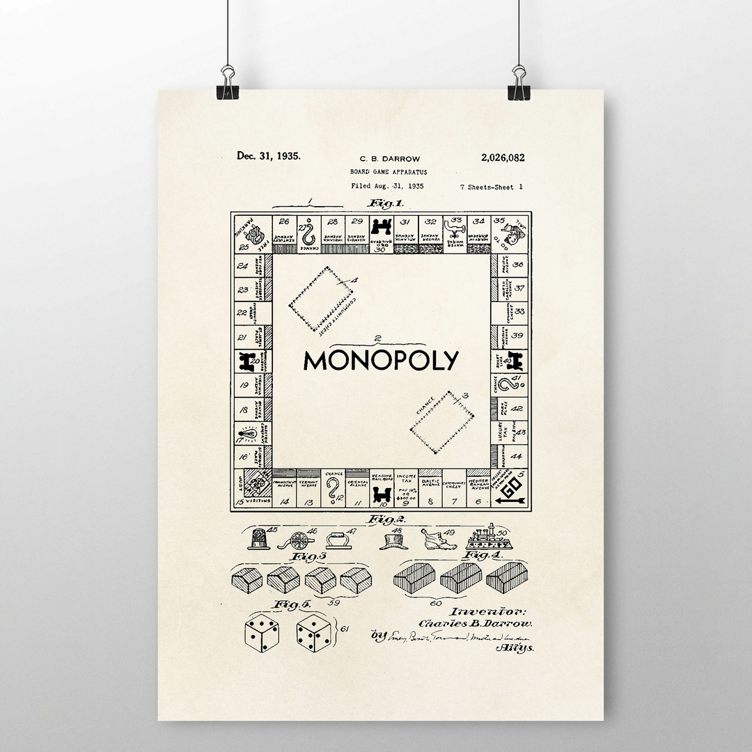 Affiche Brevet Monopoly Toutes Les Affiches Affiches Inventions Monsieurmonot