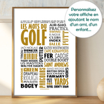 affiche mots du golf