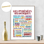 Affiche Les pyrénées atlantiques les villes personnalisable