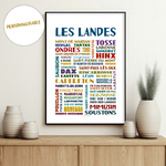 Affiche Les Landes les villes personnalisable