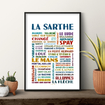 affiche la sarthe - les villes