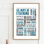 Affiche Les mots de lescrime bleu