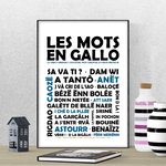 affiche Les Mots en Gallo - Noir et Bleu