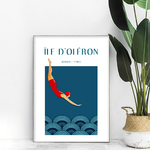 affiche Plongeuse rouge personnalisable 8