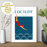 Affiche Plongeuse rouge personnalisable 10
