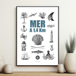 affiche mer a 100m 1,4 km