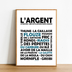 Affiche L'argent noir et bleu