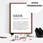 affiche soeur personnalisable