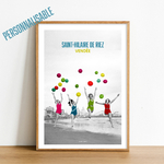 Affiche Plage ballon couleurs personnalisable