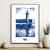 affiche Binic Le Phare gravure bleue