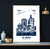 affiche Le Havre La Cathédrale Gravure bleue