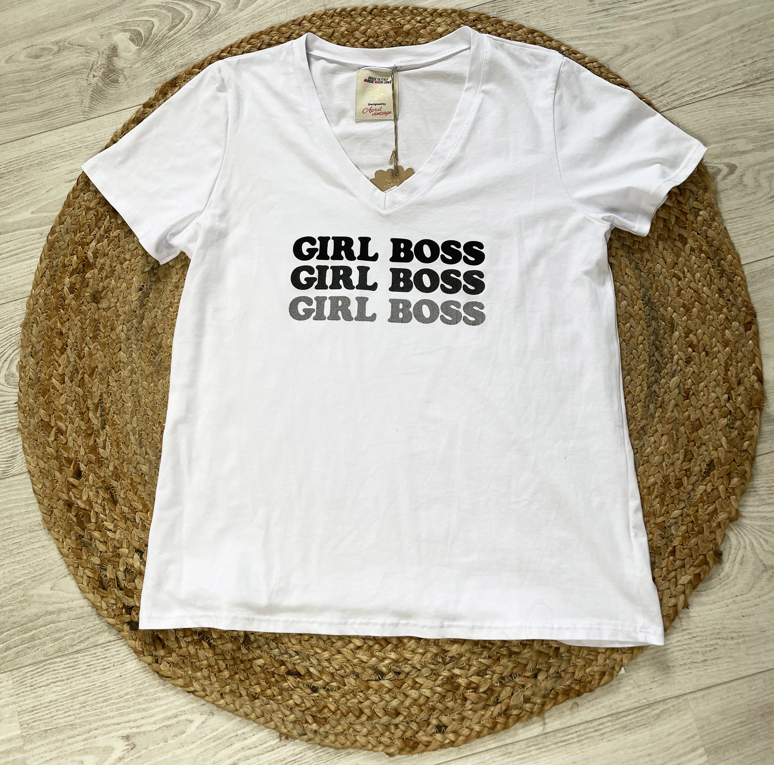 T-shirt Girl Boss gris/noir