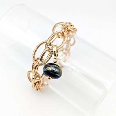Bracelet oval ray 3 nuit d'or.2
