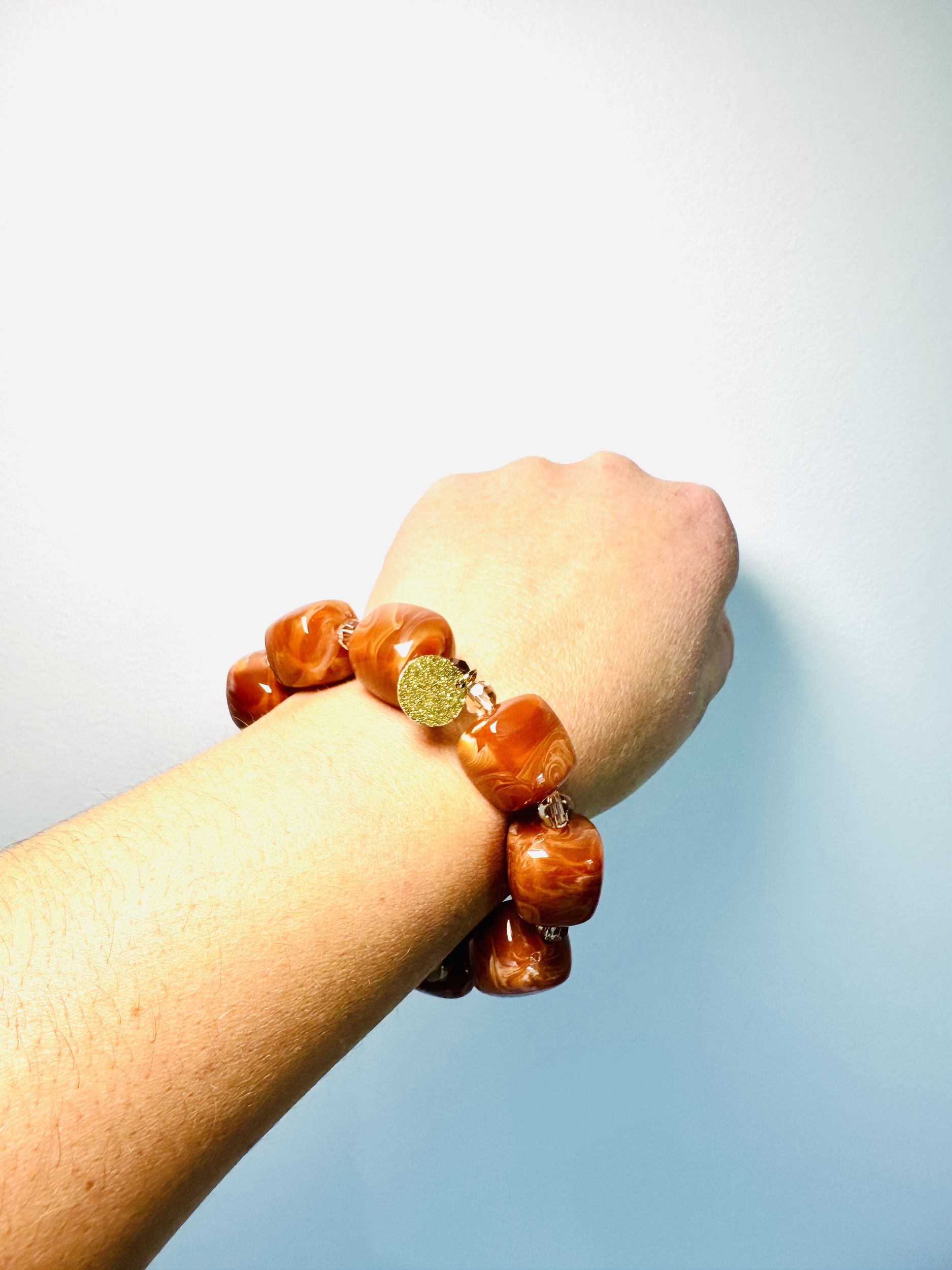 Bracelet à la mode et des perles carrés couleur marron