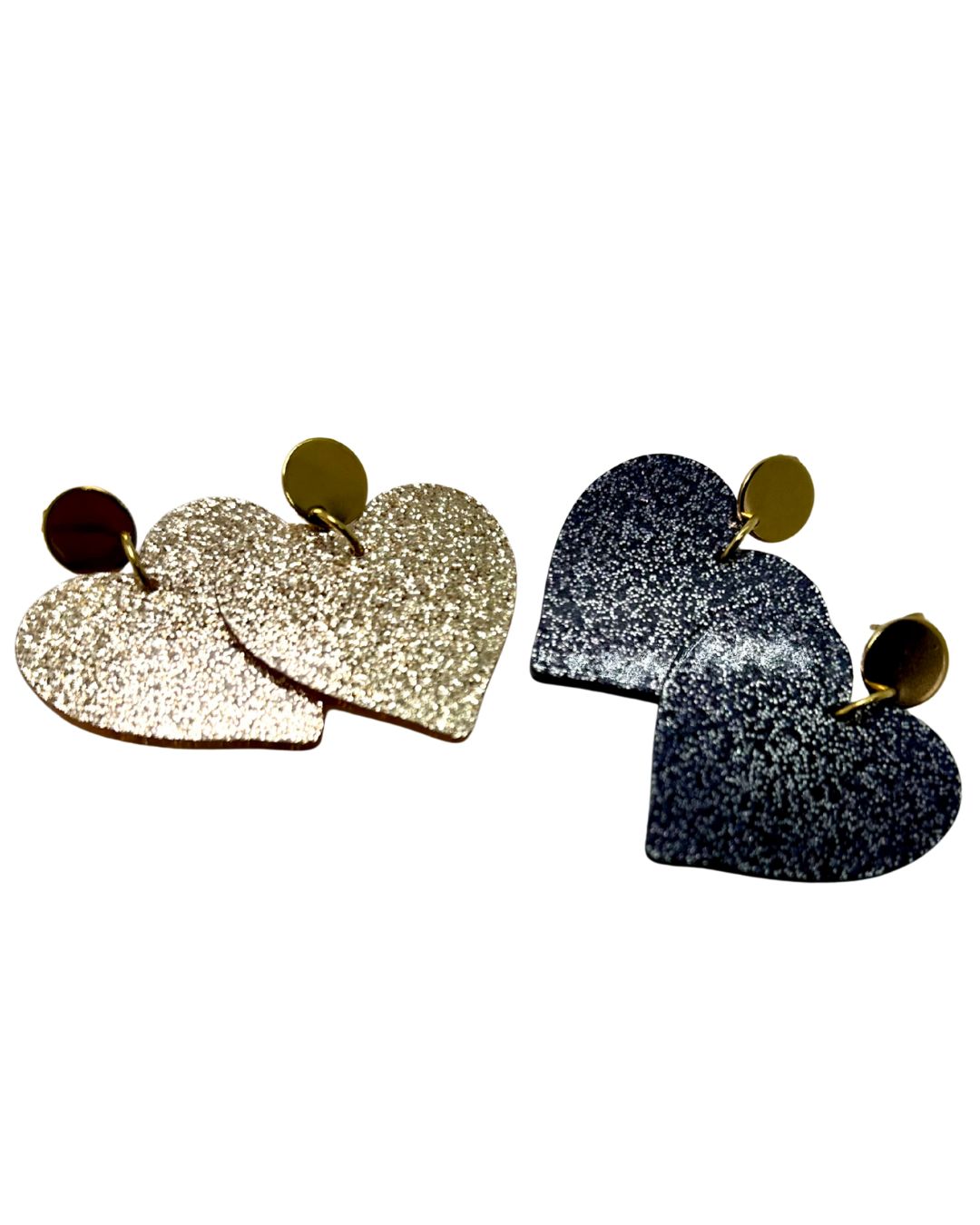 Boucles doreilles en forme de gros coeur fabriquées à la main