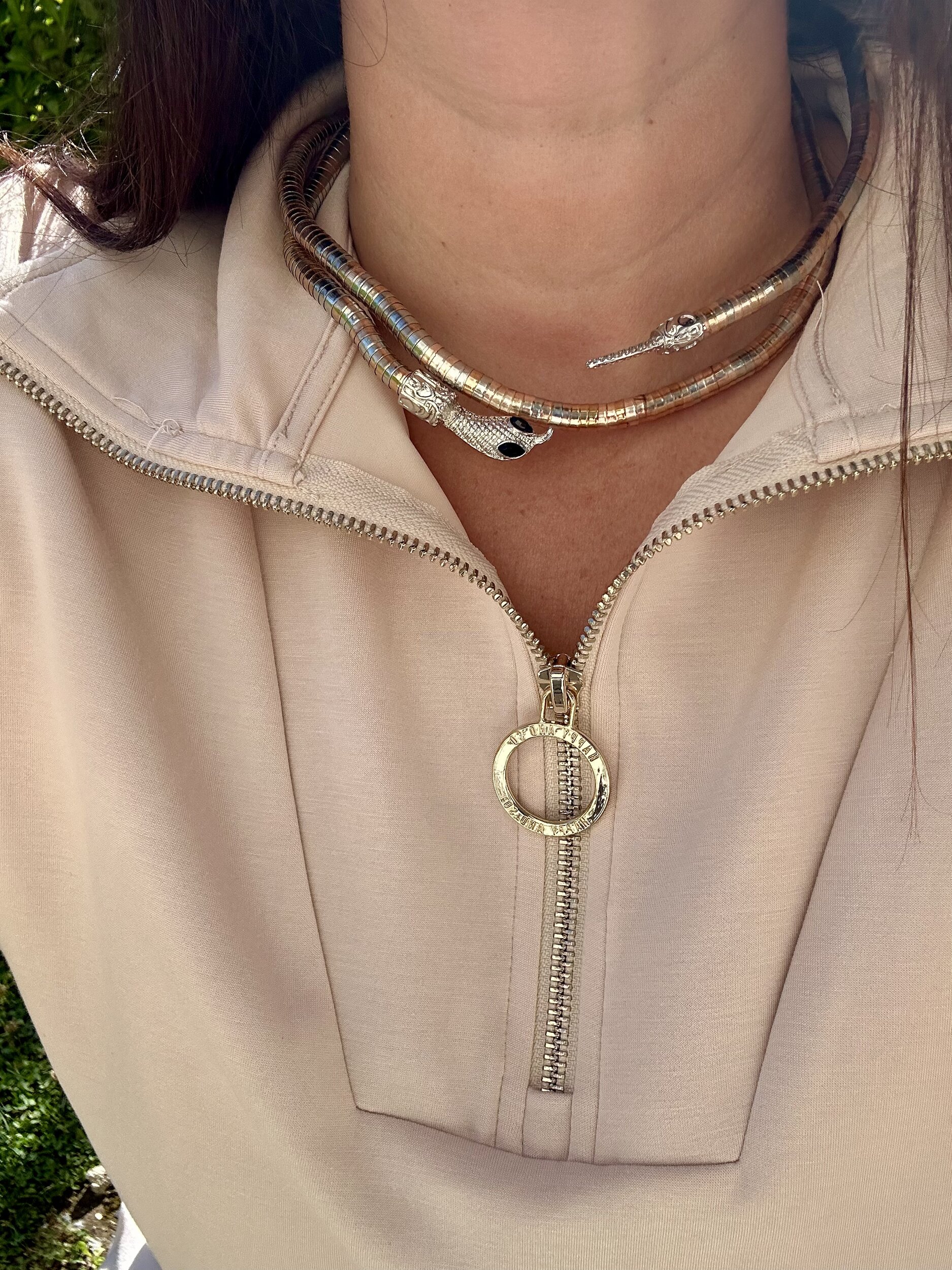 Collier en forme de serpent en acier inoxydable doré et argenté, collier original pas cher et avec une livraison rapide