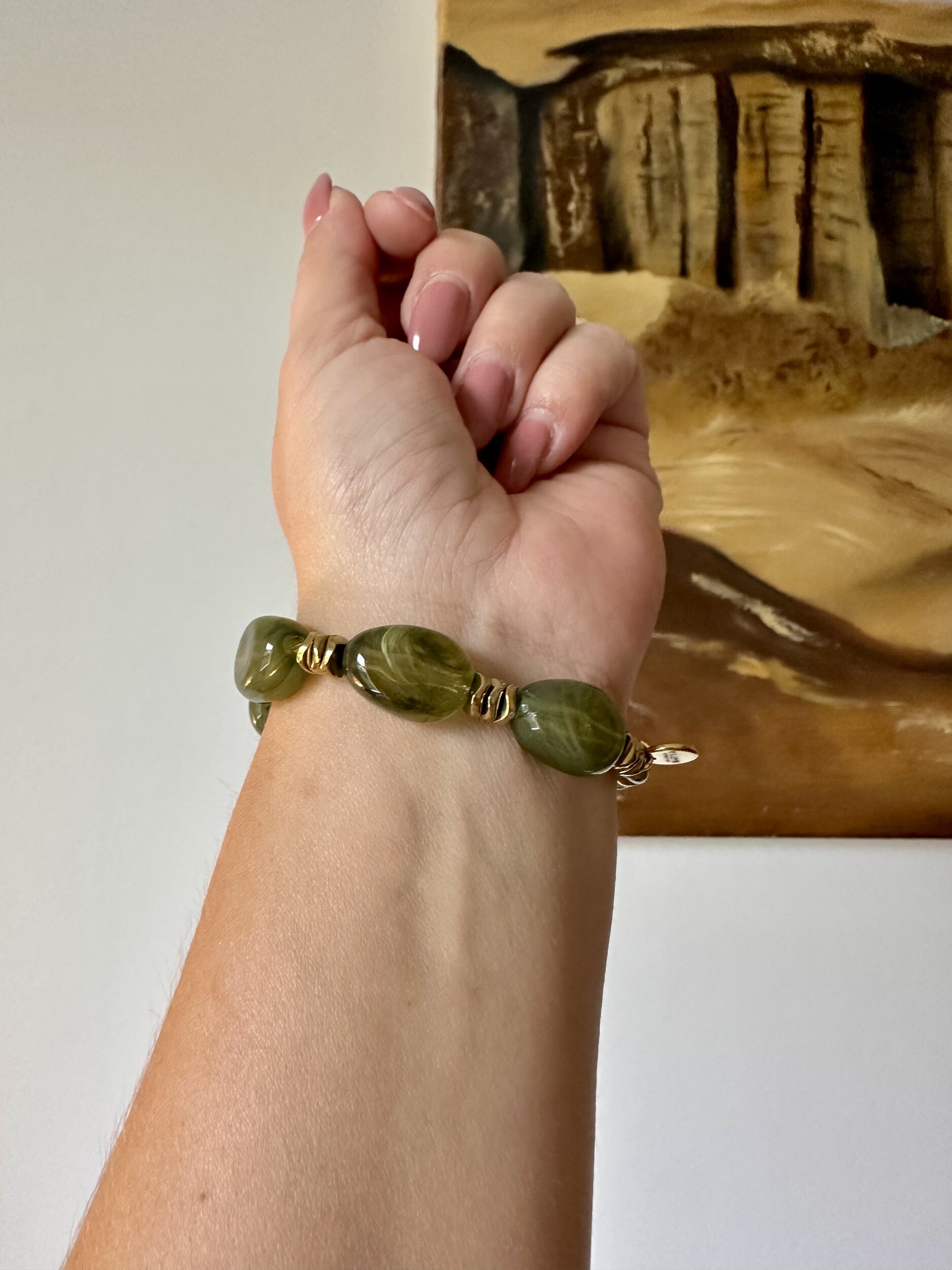 Bracelet kaki en perle