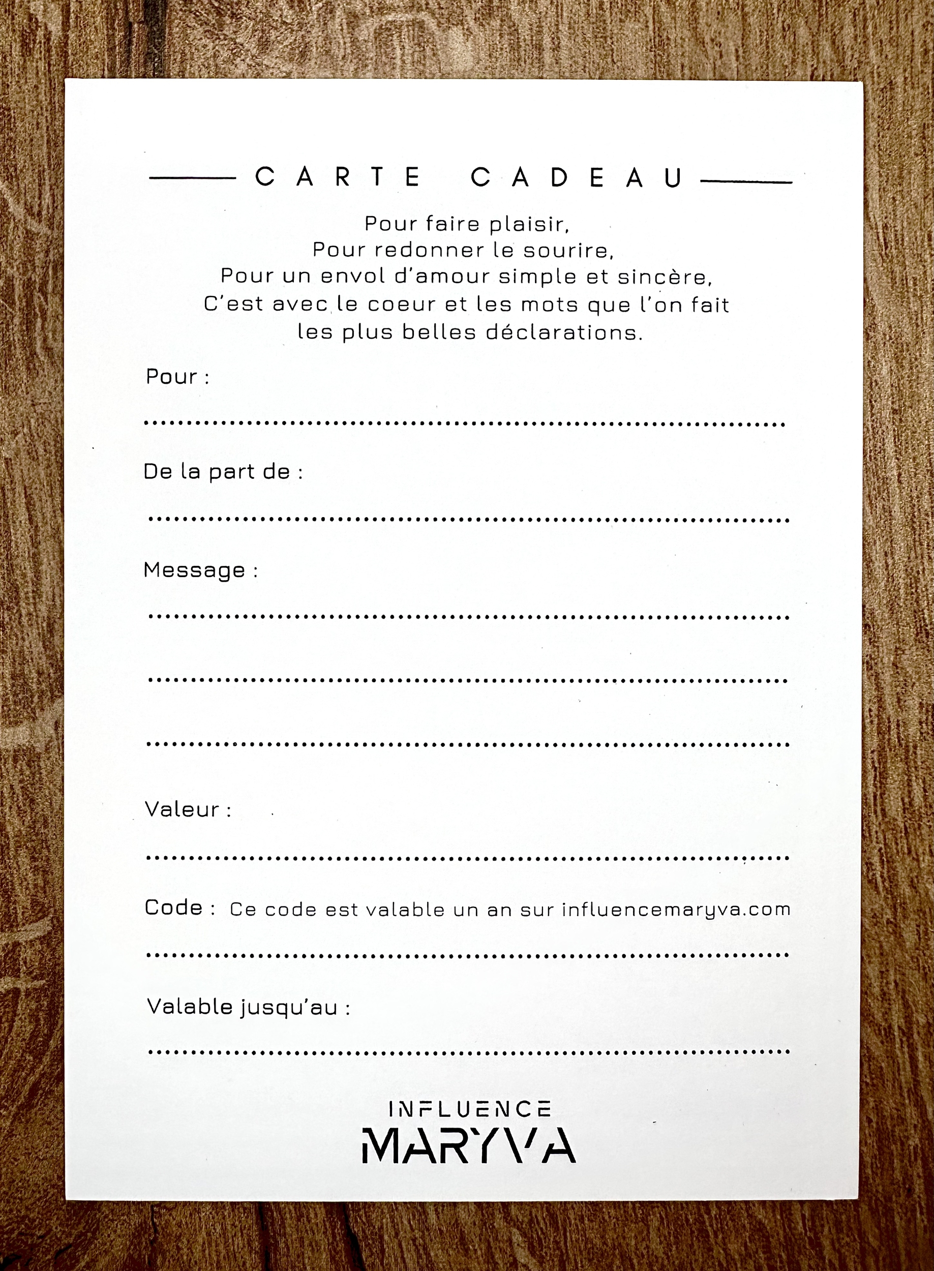 Idée cadeau et Carte cadeau