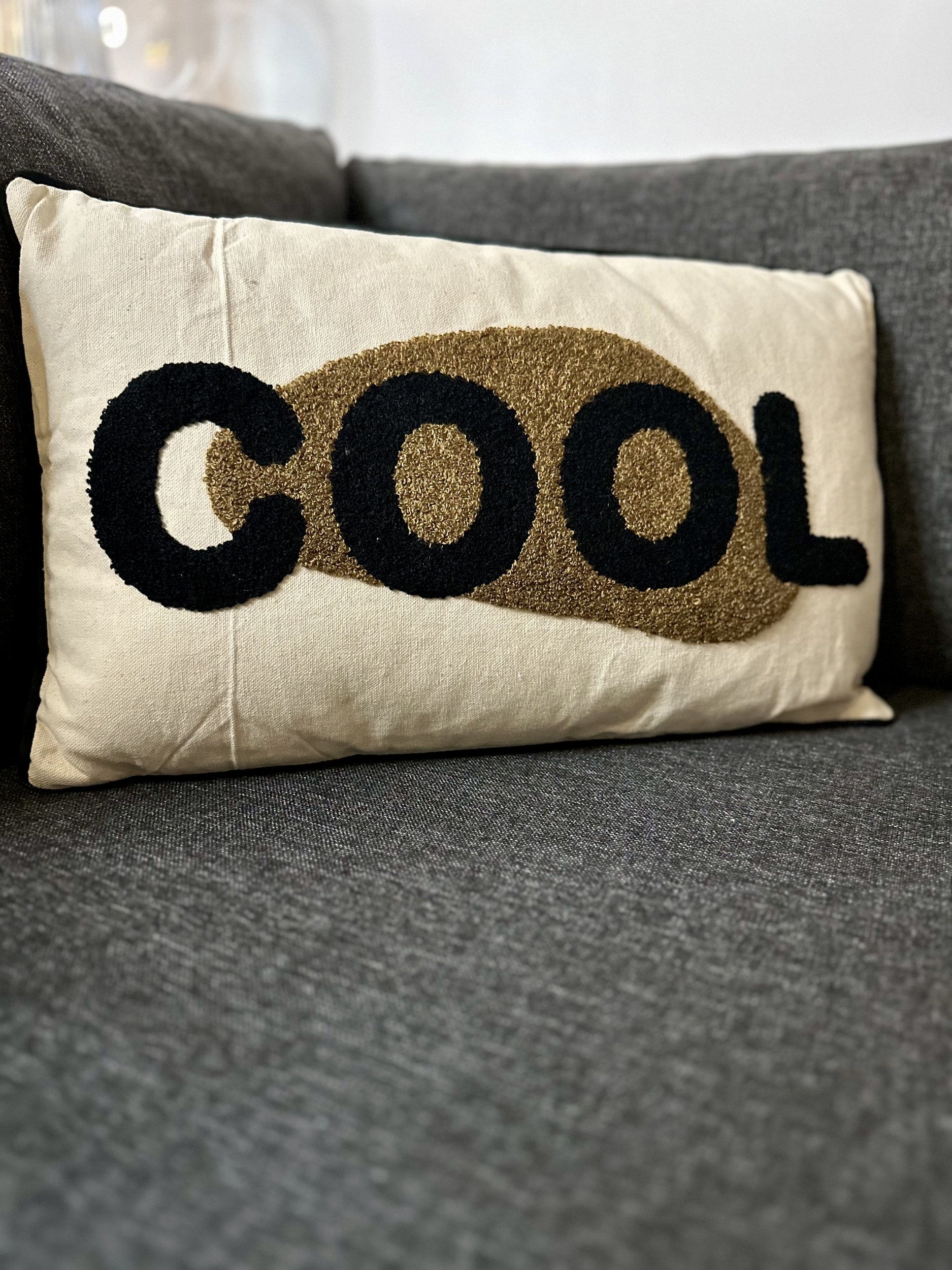 Coussin brodé cool marron et noir